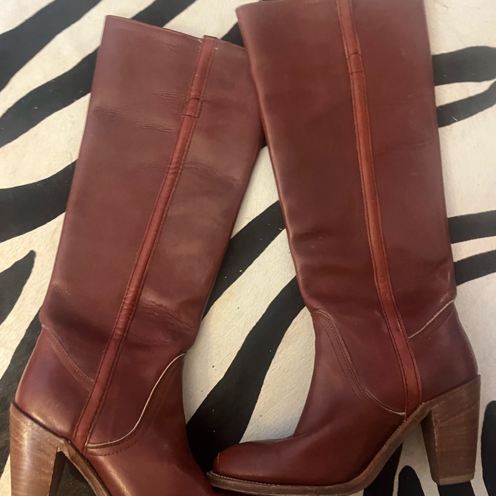 Frye Leather knee high boots with heel